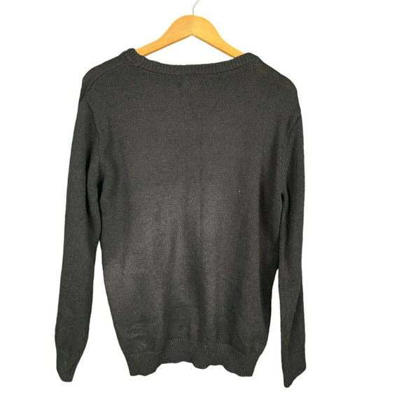 Poof Merry Christmas Sweater Women Size L Black Sequins Everyday Im Sleighing It - Picture 2 of 9